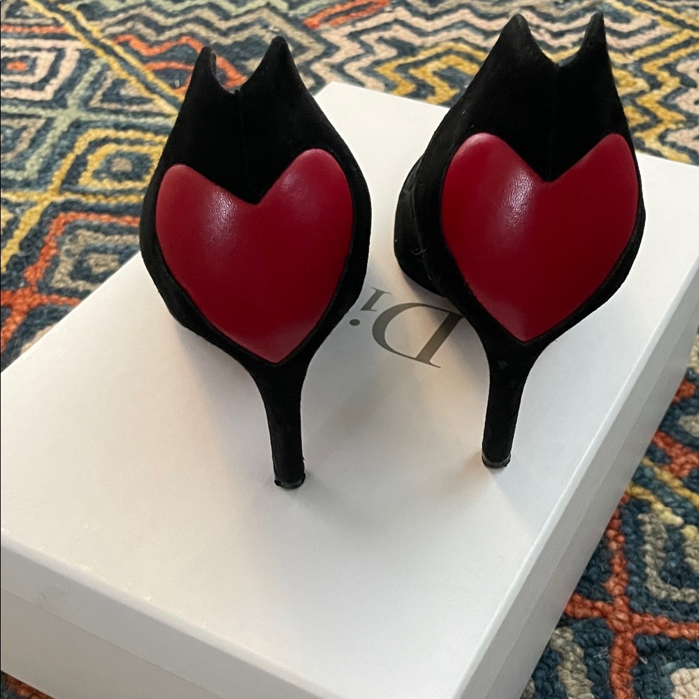 Dior Black and Red Heart Heels - Picture 3 of 10